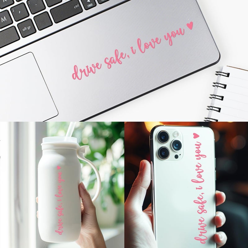 Hangwoous 3X Pink Drive Safe I Love You Sticker for Car Mirror - I Love You Drive Safe Mirror Sticker - Car Window Decals - New Driver Gifts for Men, Women - Cars Accessories - Image 4